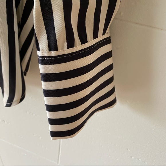 H&M Black and White Striped Satiny Shirt - Picture 3 of 10